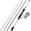 ZythrXLate Canna da Pesca Fibra di Carbonio Mulinello da spinning e canna combinati 1,98 m Canna pesca in fibra di carbonio a 4 sezioni Set mulinello 5.2:1 per Pesca Mare Fiume