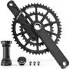 Generico Guarnitura for Bici da Strada Nera a 7-12 velocità, guarnitura a Doppia velocità, pedivella Integrata Cava