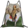 Generic Leggero Borsa Sportiva da Palestra The Cat Cowboy On A Horse Sacca Sportiva con Coulisse Zaino Scuola per Donna Sport All'Aperto 36X42Cm