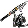 ZythrXLate Canna da Pesca Fibra di Carbonio Canna da pesca e mulinello in fibra di carbonio 1,8-3,6 m Combo Kit spinning telescopico rigido for canna Resistenza massima 3-8 kg per Pesca Mare Fiume