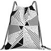 Generic Stampa Borsa Coulisse Abstract Geometric Linear Triangle in Black And White Dotted Sacca Ginnastica Personalizzato Sacca Zaino Sportivo per Nuoto Spiaggia Viaggi 36X42Cm