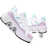 Generic JJDFW - Sneaker a rullo quadrupla retrattile, per bambini, in pelle perforata e tomaia in rete con chiusura in pizzo, opzioni basse e alte, per camminare e pattinare 2 in 1, nero, bianco, arancione