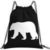 Generic Leggero Borsa Coulisse Black Background Bear Sacca Sportiva Fashion Zaino da Viaggio per Donna Festival Adulto 36X42Cm