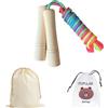 MEMOFYND Corda per Saltare con 2 Borse Portaoggetti, Manico in Legno, Regolabile e Colorata per Bambini, Adatta per Sport e Fitness