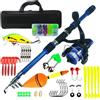ZythrXLate Canna da Pesca Fibra di Carbonio Canna da pesca e mulinello Kit completo con manico telescopico Mulinello combinato for lenza d'acqua dolce Borsa trasporto Set di attrezzi per Pesca Mare Fiume