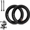mizikuu 2 PCS Camera d'aria 12 1/2x 2 1/4, Doppio Spessore Tubi per Passeggino con Valvola A ngolare 45°con 2 Stick per Supporto per Bambini Bicicletta Pneumatici