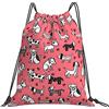 Generic Unisex Borsa Coulisse Pink Coral Bright Pet Dog Puppy Sacca Sportiva Fashion Sacca Zaino Sportivo per Nuoto Adulto Piscina 36X42Cm