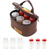 Elnwnnkc Set da 6 contenitori per condimenti da campeggio all'aperto, contenitori per condimenti, lattine con borsa per barbecue, picnic, condimenti, set organizer per barbecue, shaker per bottiglie e