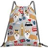 Generic Poliestere Borsa Sportiva da Palestra Corgis in London UK Big Ben British Sacchetto Sportivo Unisex Zaino Palestras per Adulto Yoga Uomo 36X42Cm