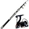 ZythrXLate Canna da Pesca Fibra di Carbonio Canna da pesca telescopica spinning in fibra di carbonio combinata 1,5-2,4 m asta lancio a lungo raggio e kit mulinello 2000/3000 per Pesca Mare Fiume