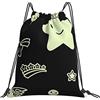 Generic Unisex Borsa Sportiva da Palestra Glow in The Dark Art Moon Star Sacco Sportive Fashion Zainetti per Sport Piscina Festival 36X42Cm
