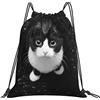 Generic Leggero Zaino Coulisse Black White Cat Sacchetto Sportivo Personalizzato Sacca Zaino Sportivo per All'Aperto Donna Sport 36X42Cm