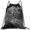 Generic Personalizzato Zaino Coulisse Portrait of Leopard in Black And White Sacca Ginnastica Leggero Zaino Palestras per Spiaggia Piscina Yoga 36X42Cm
