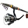 ZythrXLate Canna da Pesca Fibra di Carbonio 1.8M 2.1M .4M .7M 3.0M .6M Canna da mare in carbonio Combo Telescopica Spinning pesca Mulinello Set Canne viaggio lancio a lungo raggio per Pesca Mare Fiume