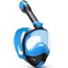 Snorklix Maschera integrale da snorkeling per adulti e bambini, con sistema di respirazione Dry Top e supporto per fotocamera staccabile, con vista panoramica a 180 gradi (nero blu, S/M)