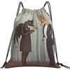 Generic Unisex Borsa Coulisse Trees Birds Fox Borsa Palestra Scuola Poliestere Zainetti per All'Aperto Yoga Uomo 36X42Cm