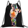 Generic Unisex Borsa Coulisse Flower Colorful Rainbow Giraffe Sacca Sportiva Stampa Zaino Palestras per Vacanze Nuoto Festival 36X42Cm