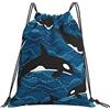 Generic Fashion Coulisse Tasche Deep Sea Orcas Sacca Sportiva Personalizzato Zaino da Viaggio per Adulto Donna Piscina 36X42Cm