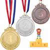 MCSQK Medaglie Premiazioni per Bambini, 3 Pcs Medaglie del Vincitore in Metallo, Medaglie di Metallo Premio, Oro Argento Bronzo Stile Olimpico Medaglia per Bambini Adulti Giochi Sportivi Festa Competizione