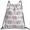 Generic Leggero Coulisse Tasche Ethnic Asian Safari Theme Animal Elephant Sacchetto Sportivo Unisex Zainetto per Spiaggia Adulto Festival 36X42Cm