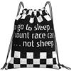Generic Poliestere Zaino Coulisse Black White Formula Checkered Pattern Motorsport Sacca Sportiva Palestra Unisex Zaino Palestras per Donna Uomo Vacanze 36X42Cm