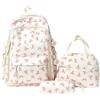 Generisch Set di 3 zaini con fiocco, per ragazze, simpatico set di zaini kawaii, con fiocco, zaini di emergenza (bianco, 42 x 30 x 13 cm)