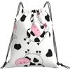 Generic Unisex Coulisse Tasche Cute Tossed Cows White Sacca Sportiva Palestra Personalizzato Zainetti per Spiaggia Sport Donna 36X42Cm