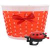 ibasenice Cestino per Bicicletta in Plastica Rossa Fatto a Mano Lavorazione a Maglia e Fiocco Comodo per Riporre Oggetti su Scooter e Bici Colore Casuale Stile Stili Multipli