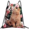 Generic con Coulisse Coulisse Tasche Cute Cat La Perm Roses Sacca Sportiva Unisex Sacca Zaino Sportivo per Yoga All'Aperto Viaggi 36X42Cm