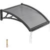 VEVOR Tettoia da Sole Tettoia per Porta d'Ingresso da Balcone Dimensioni Generali 610 x 600 x 190 mm, Pensilina Tettoia per Esterno da Balcone Cortile Giardino con Canale di Drenaggio, Grigio