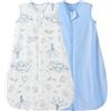 Duomiaomiao Sacco nanna per bambini, confezione da 2 pezzi, 1,0 Tog, sacco nanna per bambini, 100% cotone, per tutti gli anni, coperta indossabile per bambini, unisex, 6-18 mesi, coniglio e volpe