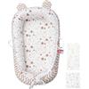 Huracan Baby Nest, set per neonati, paracolpi con coperta da 85 x 85 cm e 5 panni in mussola, 100% cotone traspirante, double face, rimovibile, sicuro e confortevole per 0-12 mesi, casa e fuori