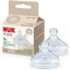 NUK Tettarelle di ricambio per biberon Nature | S | 0-6 mesi | Silicone sostenibile simile al seno con sfiato anti coliche | senza BPA | 2 conteggi, Trasparente