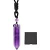 HIVTE Collana con ciondolo in quarzo viola, pietra curativa lucida, corda intrecciata regolabile, collana portafortuna Reiki, per donna e uomo, regalo per parenti