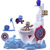 Marvel Hasbro Stunt Squad, Tower Smash, playset con Captain America e Thanos, Action Figure da 3,5 cm