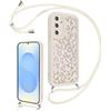 Kilbnom Leopardata Cover con Cordino per Samsung Galaxy S25 5G, Custodia Silicone Antiurto con Tracolla, Aesthetic Bianco Leo Estivo Motivo, Case con Catena Collana per Samsung S25 5G 6,7