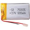 Liter energy battery Batteria 702035 LiPo 3.7V 500mAh 1.85Wh 1S 5C Liter Energy Battery per l'elettronica Ricaricabile Telefono Portatile Smartwatch Orologio GPS - Non adatto per Radiocomando 37x20x7mm (500mAh|702035)