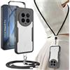 Yutwo Cover per Honor Magic 8 Pro con Cordino, Custodia Trasparente Antiurto 360° per Honor Magic 8 Pro con Laccio, Pad e Gancio Rimovibili e Laccetto Regolabile, Nera