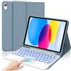 IVEOPPE Tastiera per iPad A16 11 Generazione 11 2025/10 Generazione 2022 10.9 | Cover Keyboard Touchpad con 7 Colori Illuminato Bluetooth Staccabile, Italiano QWERTY, Custodia con Portapenna, Blu grigio