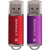 SIMMAX Pendrive 2 pezzi 16GB Chiavetta USB 2.0 Unità Memoria Flash di SIMMAX (16GB Rosso Viola)