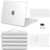 MOSISO Custodia 5 in 1 Compatibile con MacBook Neo 13 2026 A3404 A18 Pro | Cover Rigida Antigraffio con Borsa & Copritastiera & Proteggi Schermo & Copri Webcam, Trasparente Opaco