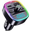 ORIA Trasmettitore FM Bluetooth 5.3, ORIA Trasmettitore Radio Wireless per Auto, Caricabatterie Rapido PD Tipo C 3.0, Chiamate in Vivavoce, Riproduzione Musicale Supporta Scheda TF, Disco USB