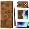 LSPCASA Custodia Per Xiaomi Redmi 14C/Xiaomi Poco C75 6.88 Pollici Materiale In Pelle PU Cover Xiaomi Poco C75 Con Slot Per Schede Reticolo Della Farfalla Del Gatto Cover Redmi 14C Marrone