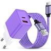 HitTid Caricatore USB C da 20 W con cavo di ricarica rapida da 1,8 m per Samsung Galaxy A17/A16/A56/A55/A36/A26/S25/S24/S23/S22, caricatore rapido a 2 porte, USBC, alimentatore di rete di tipo C, cavo per
