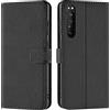 Verco custodia per Sony Xperia 1 IV, Case per Sony Xperia 1 IV (2022) Cover PU Pelle Portafoglio Protettiva, Nero