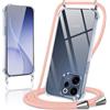 Coiwxmoi Cover per OPPO Reno 15F / Reno 15 FS 5G con Cordino,Trasparente Custodia con Laccio Tracolla Corda Catena Cinghia,Ultra Morbido Silicone TPU Antiurto Case per OPPO Reno 15 FS 5G, Oro Rosa