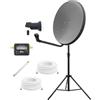 ARLI Impianto satellitare da 60 cm, grigio, con treppiede LNB singolo, finder satellitare, cavo da 3 m, cavo da 7 m, passacavo per finestra, parabola satellitare, campeggio, balcone, giardino