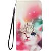 Choeeu ChoosEU Cover per Samsung Galaxy A55 5G Custodia in Pelle Portafoglio Silicone Carta Fessura Supporto Stand Modello Disegni Flip Case Antiurto Protettiva Cover a Libro per Galaxy A55 5G - Gatto Rosa