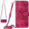 BaiFu Custodia Portafoglio per Motorola Edge 20 Lite con Cordino, Supporto e Cinturino da Polso, Magnetica Cover per Motorola Edge 20 Lite-Rosso