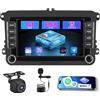Inefala Android 15 Qualcomm 8 Core 4+64G Autoradio per VW Golf Skoda Polo Passat Tiguan Touran con Wireless CarPlay Android Auto, 7 Pollici Schermo per Auto con Mirror Link GPS WIFI FM/RDS SWC AHD